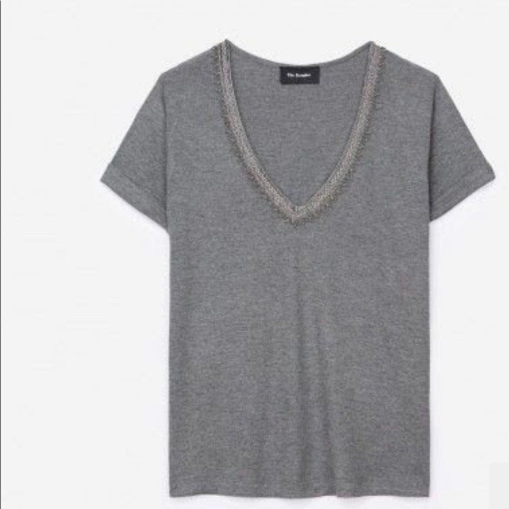 The Kooples viscose t-shirt w/jeweled braiding